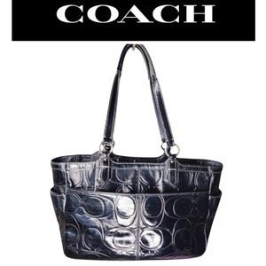 COACH Gallery Embossed Patent Leather Tote F19462, EUC